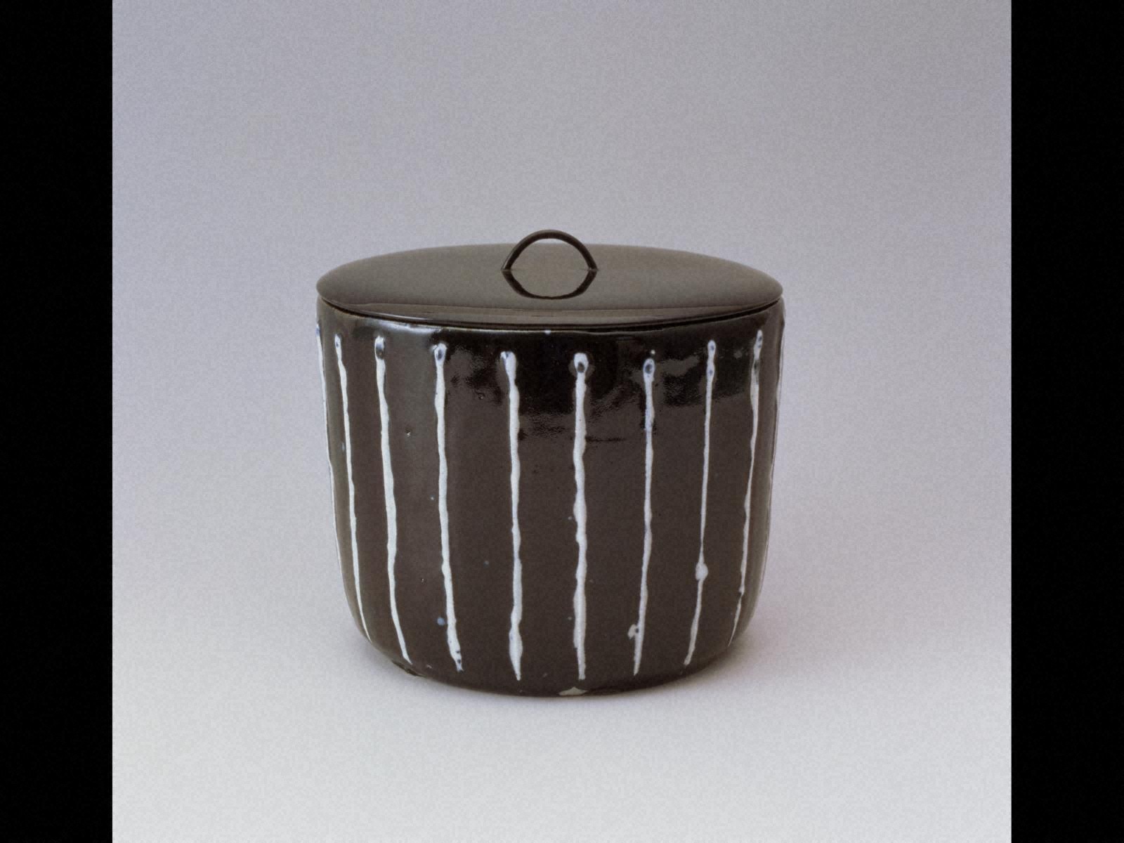 『黒釉白線文水指』の画像